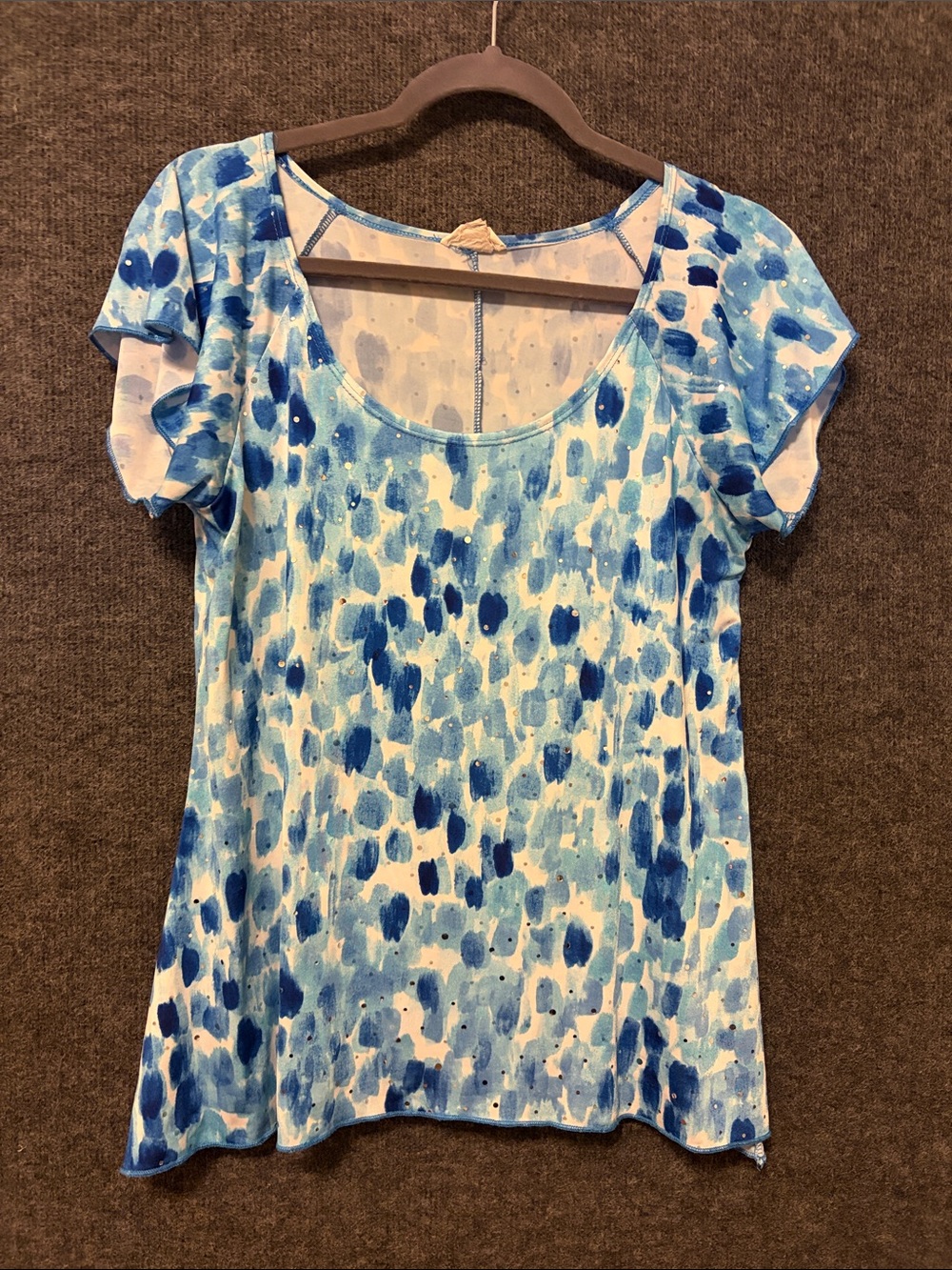 Brittany Black Blue & White Watercolor Scoop Neck Tee
